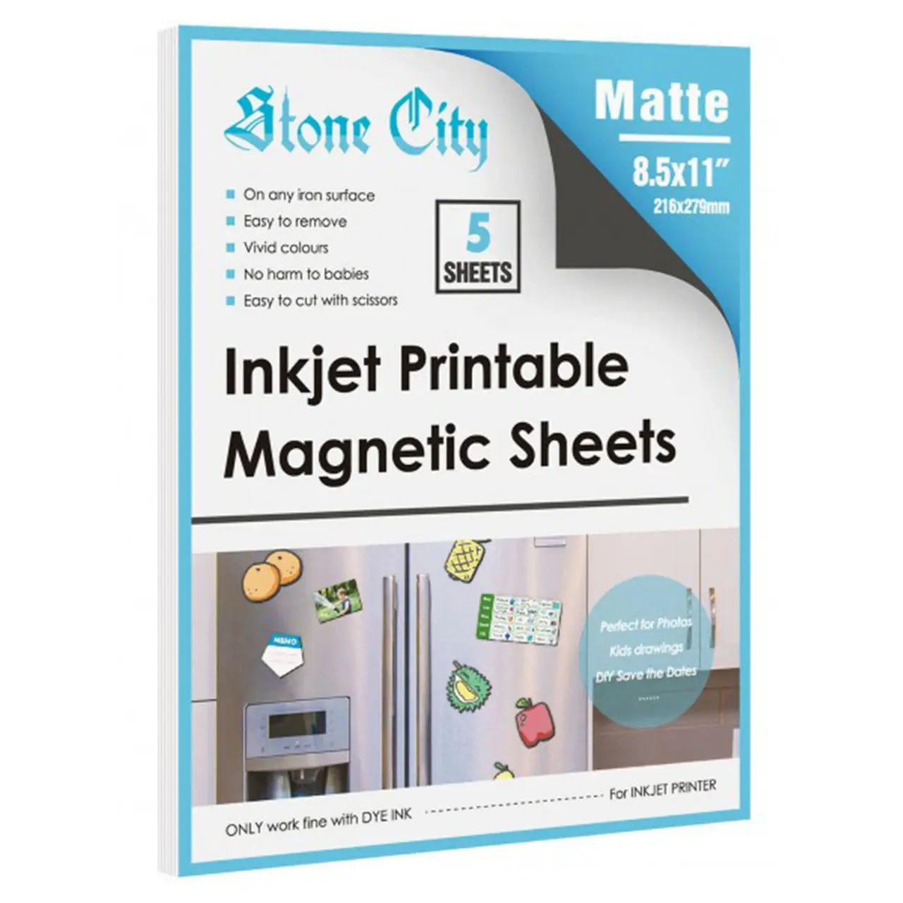 Stone City Matte 12mil Thick Printable Magnetic Sheets for Inkjet Printers 8.5x11 Inches DIY Home Decor & Decoration