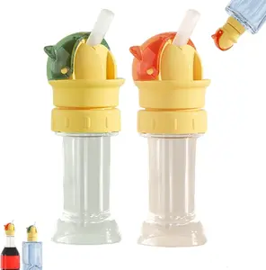 Kids Water Bottle Spout Conversion Cap with Straw, Reusable Children Beverage Water Bottle Straw Lid, Flip Top Universal Spout Lid Converter, Spill-Proof Replacement Top