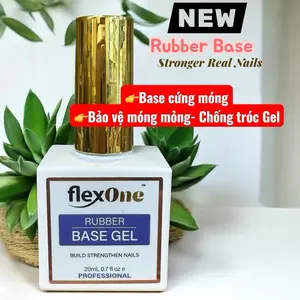 FlexOne Upgraded 2026 Rubber Base Gel for Shellac Builder Acrylic Gel & Hybrid Poly Tap Gel 20ml Strong Nail Protection