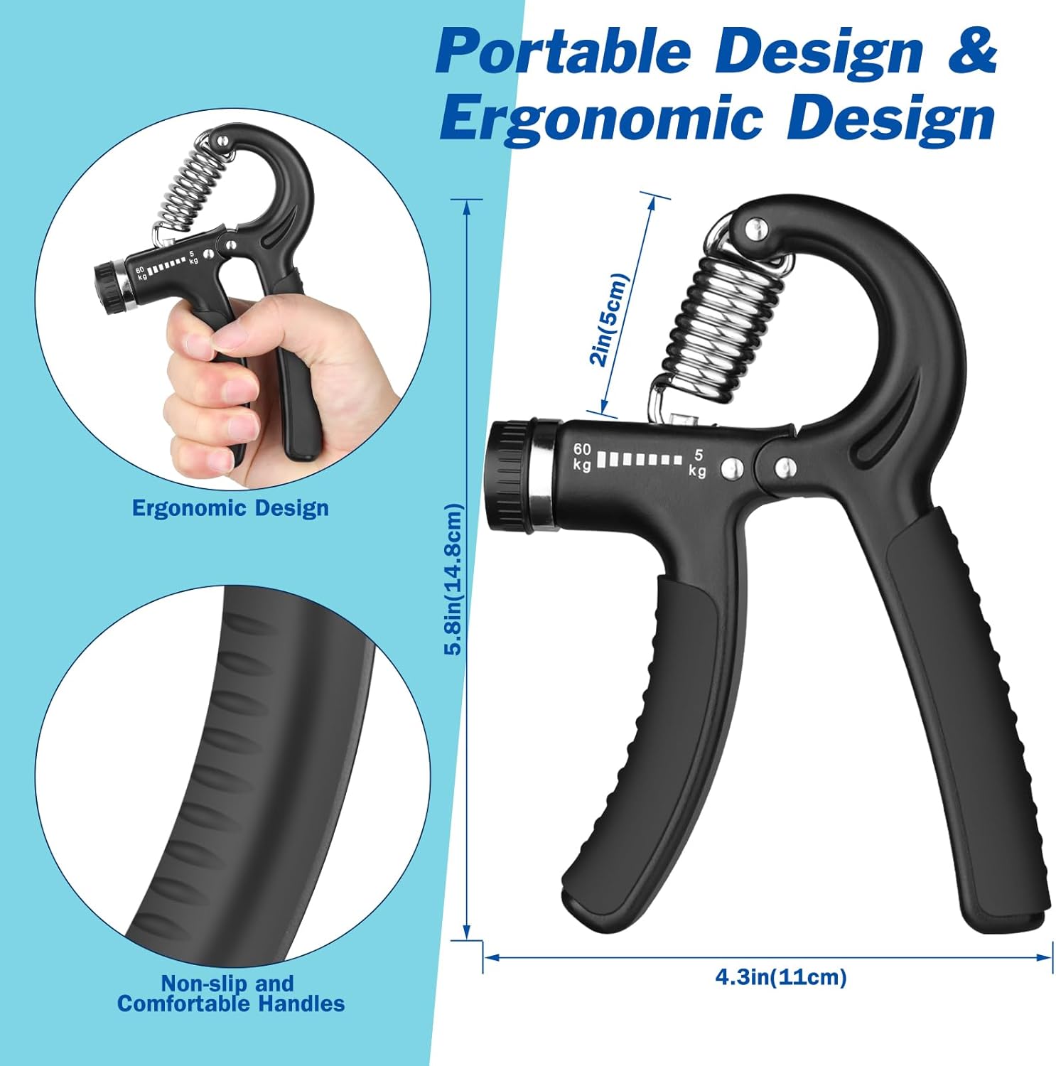 Grip Strength Trainer, Hand Grip Exerciser Strengthener with Adjustable Resistance 11-132 Lbs (5-60kg), Forearm Strengthener, Hand Exerciser 1 PACK Grip Strength Trainer, Hand Grip Exerciser Strengthener with Adjustable Resistance 11-132 Lbs (5-60kg), Forearm Strengthener, Hand Exerciser 1 PACK