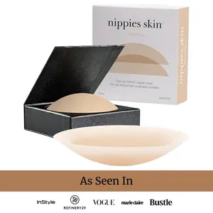 Nippies Skin Adhesive Nip Cover - Sticky Silicone Pasties for Women - Reusable & Seamless - 20+ Wears - Medical Grade Adhesive - Five Colors & 3 Sizes - Womenswear - Bra Alternative - Travel Case Included