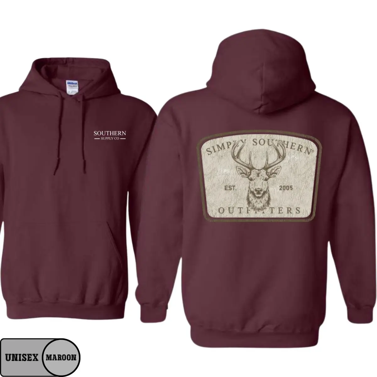 Simply Southern Outfitters Deer Graphic Hoodie – Vintage Outdoor Hunting Style Pullover, Cozy Unisex Casual Hoodie