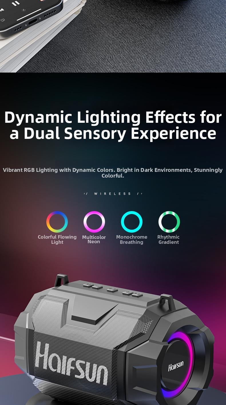 Claison T9 min Outdoor speaker, supports parallel connection, compatible with multiple devices, rgb ambient light, portable and suitable for outdoor use.