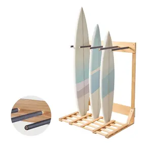 VEVOR Vertical Surfboard Stand, 3 Tiers Wooden Surfboard Rack for Storage and Display, Freestanding Board Stand Organizer with Hanging Hooks Cork Padding, for Wakeboards, Snowboards, KiteboardsVEVOR Super Brand Day