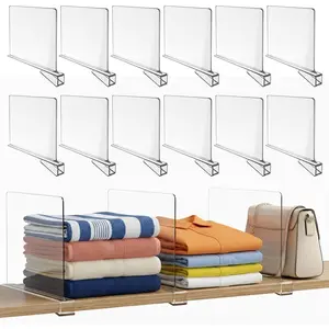 Acrylic Shelf Dividers for Closet Organization, 6-Pack Premium Quality Reinforced Material Closet Organizers and Storage, Perfect for Purse, Sweaters, Towels, Shoes, and Books Organization