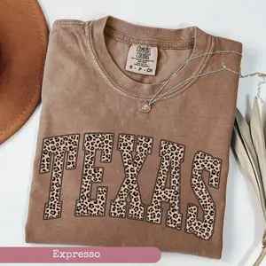 [Made In USA] Leopard Texas Shirt, Leopard Print Texas Graphic Tee, Texas State Pride Shirt, College Game Day Top, University Student Gift, Southern Varsity Style Tee