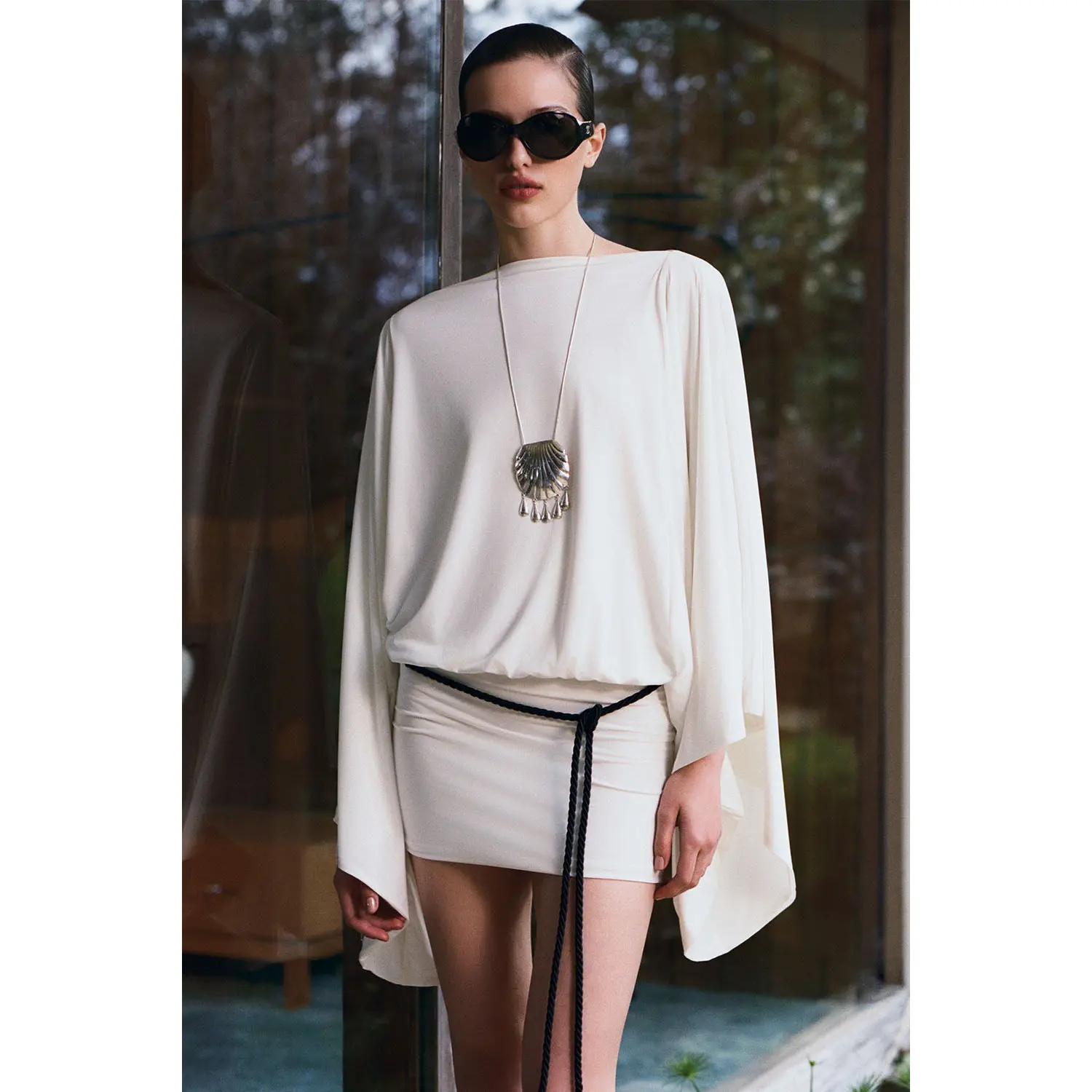 Jessy Draped Mini Dress - Ivory