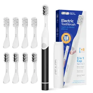 SEAGO Electric Toothbrush for Adults - 3 in 1 Holder with 8 pcs Replaceable Brush Battery Operated Travel Toothbrush kit Portable and 2 Minute Timer