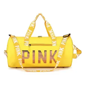 Stylish PINK Sequined Large Capacity Duffle Bag Durable Waterproof Sports Gym Travel Bag