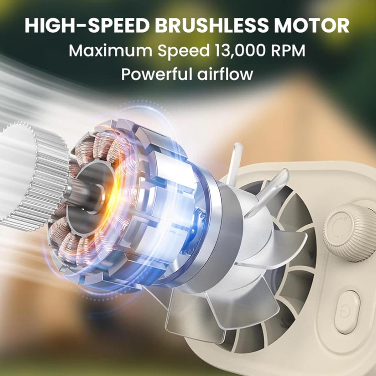 Car Clip On Fan No Cooling Function with LED Display 360° Rotation 100 Speeds Adjustable USB Rechargeable Personal 1800mAh Battery Stepless Speed Adjustment Charging