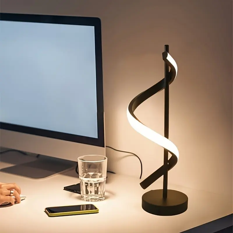 Modern LED Spiral USB Table Lamp, Three Color Temperatures, Fashion Design, Bedroom and Living Room Bedside Reading Light