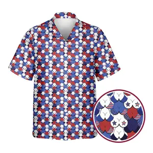 American Tatas - Funny Golf Hawaiian Shirt, 4th of July Gift, American Tatats 4th of July Shirt, Father's Day Gift, Gift for Dad, Father, 4th of July USA Flag Short Sleeve Button Up Summer Festival Shirt