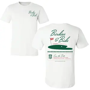 Birdies & Bids Golf T-Shirt, Caddyshack Classic Auction Back Design with Putting Green and Flag Graphic, Save the Date Event Print, Soft Cotton Blend Shirt, Golf Fan Apparel for Men and Women, Charity Tournament Gift Idea