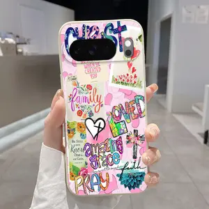 Rounded Edge Phone Case for Google Pixel 10 9 XL 8 7 Pro A  Faith Love Grace Pattern Anti-Scratch Shockproof TPU Bumper Drop-proof Cover Cellphone Protective