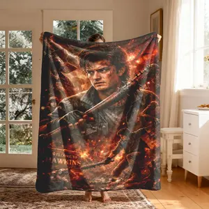 Stranger Things Steve Theme Flannel Blanket, Large Size, Soft Lightweight Warm, Perfect for Bed Sofa Office Camping Travel Gift