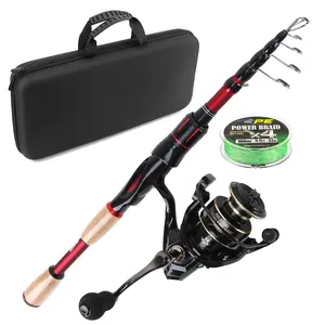 Carbon Fiber Fishing Rod and Reel Set, Telescopic Spinning Rod with Pe Line, Portable Travel Fishing Gear, High Performance Fishing Kit