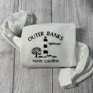 Outer banks North Carolina Embroidered Sweatshirt; North Carolina lighthouse; oversized crewneck; sweatshirts on sale