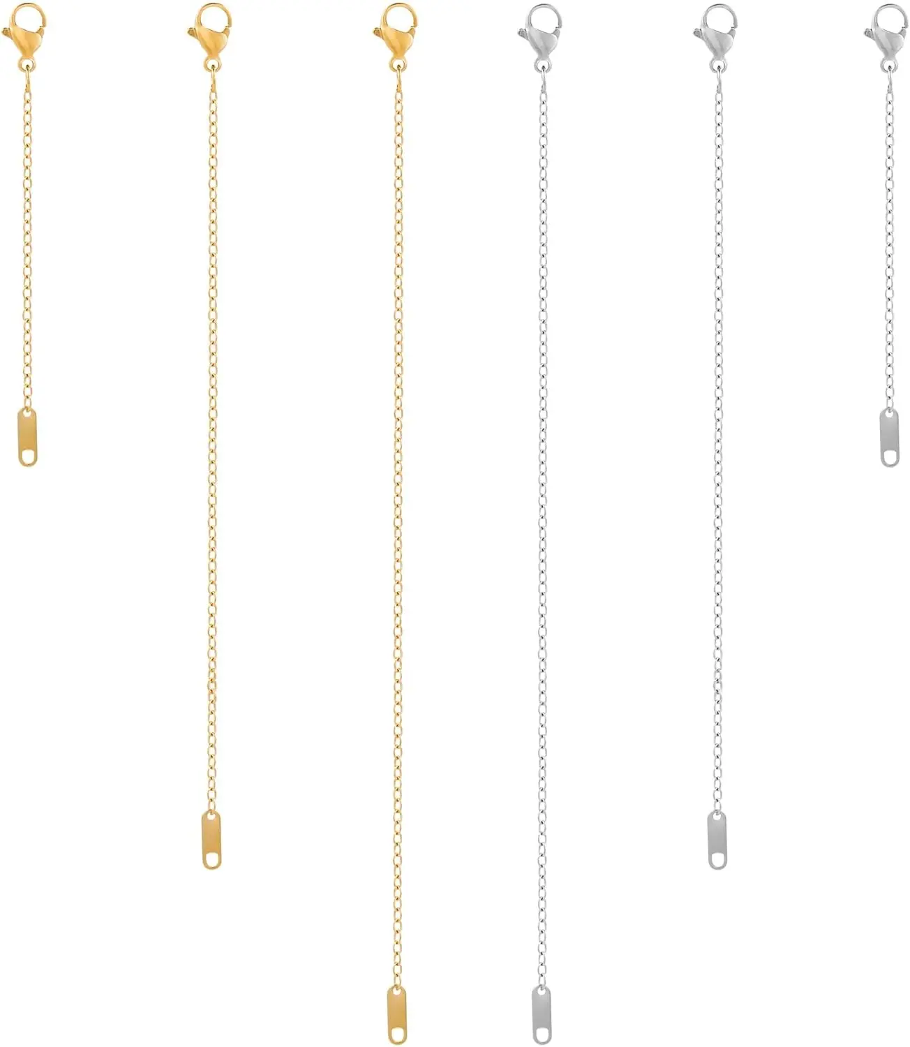 6 count  and  Plated Necklace Extenders for Necklaces, 2", 4", 6" Delicate Necklace Extender Chain Set for Women  Making