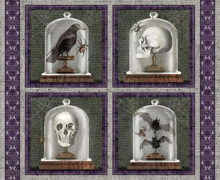 2729P-99 Spooky Vibes Charcoal Halloween Panel Fabric by Blank Quilting