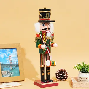 30cm Wooden Nutcracker Doll Set, Drummer, Sword, Lance, Trumpet Soldier Figurines, Christmas Decorations, Holiday Gift Ideas