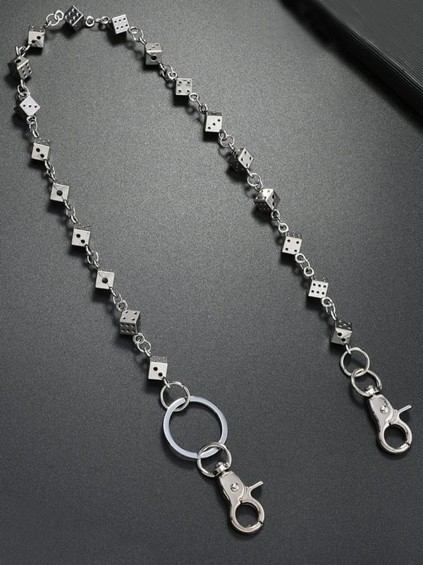 vintage Punk Dice Pants Waist Chain Men Cool Jeans Chain Keychain Wallet Chain Gothic Biker Fashion Accessories Body Piercing Jewelry Adjustable Jewelry