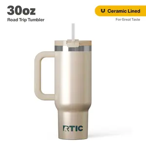 RTIC 30 oz Ceramic Lined Road Trip Tumbler, Leak-Resistant Straw Lid