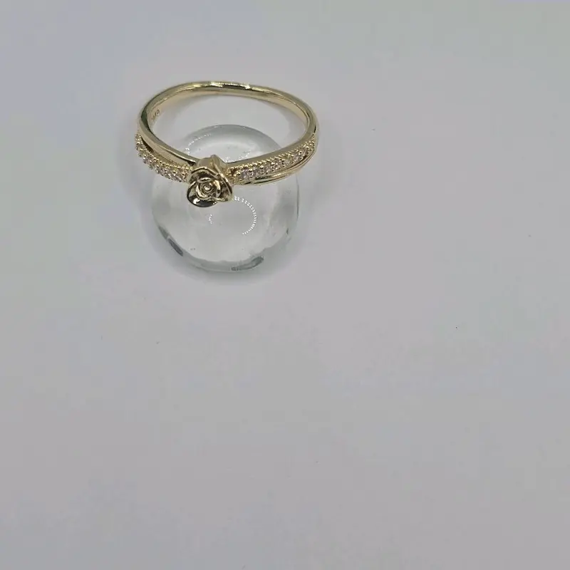 Ring beautiful infinity style  with Rose and clear stones GOLD-PLATED sizes available 6.7 8.9.