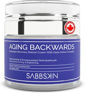 SABBSKIN Aging Backwards Retinol Cream for Face with Niacinamide - Night Cream for face to Fight the Look of Wrinkles, Fine lines - Helps in Brighten, Firms & Improves Skin Tone, 50ml - Men and Women