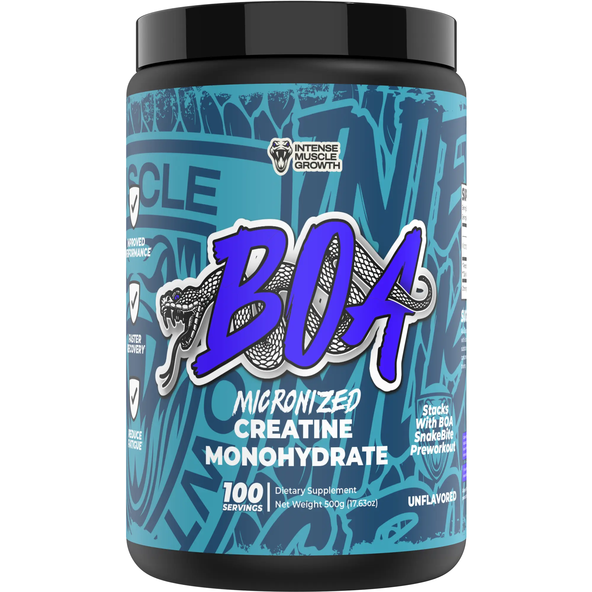 BOA Micronized Creatine Monohydrate Powder 500g | Unflavored | 100 Servings | Workout Supplement for Performance & Recovery
