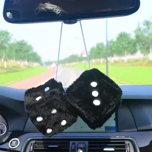 Fuzzy Dice Classic Retro Style, Vintage 80s Blurred Car Dice for Mirrors, Interior Rearview Mirror Decoration, Unique Automotive Accessory, Car Hanging Decoration