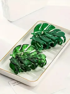 1pc Fashionable Leaf-Shaped Hair Claw Clip, Cute Women Hair Accessory, Suitable For Daily Wear And Personal Care, Non-Slip Fixation Hair Clip, Hair Jaw Clip, Hair Clip, Hair Claw Clip, Versatile Hair Accessory, Casual Leaf Pattern Essential For Women Wint