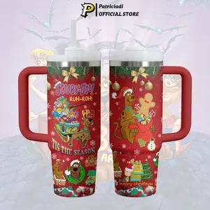 Scooby Doo Christmas Holiday Tumbler 20oz-40oz Stainless Steel, Double Wall Insulated, With Handle & Straw – Funny Gift for Scooby Doo Lovers & Fans