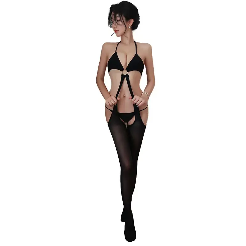 Women's Elastane-Polyester Blend Bodysuit - Geometric Knit Lace Ring Strap Underwear, Wireless, One Size, Skin-Friendly, Breathable, Hollowed-Out, Cross Mid-Waist Seal, Hourglass-Enhancing, Front-Laced, Hidden X-Back, High Elasticity, Hand Wash, Dry Clean