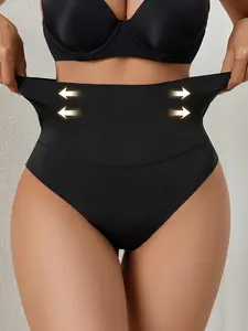 Women's Plain Minimalist High Waist Knicker, Breathable Comfortable Seamless Panty, Ladies Underwear for All Seasons