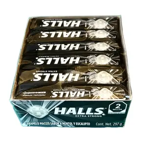 Halls Extra Strong Black Hard Candy - Menthol and Eucalyptus Flavor- Sweet Fruity Snack spanish candy mexican dulces Bonbon