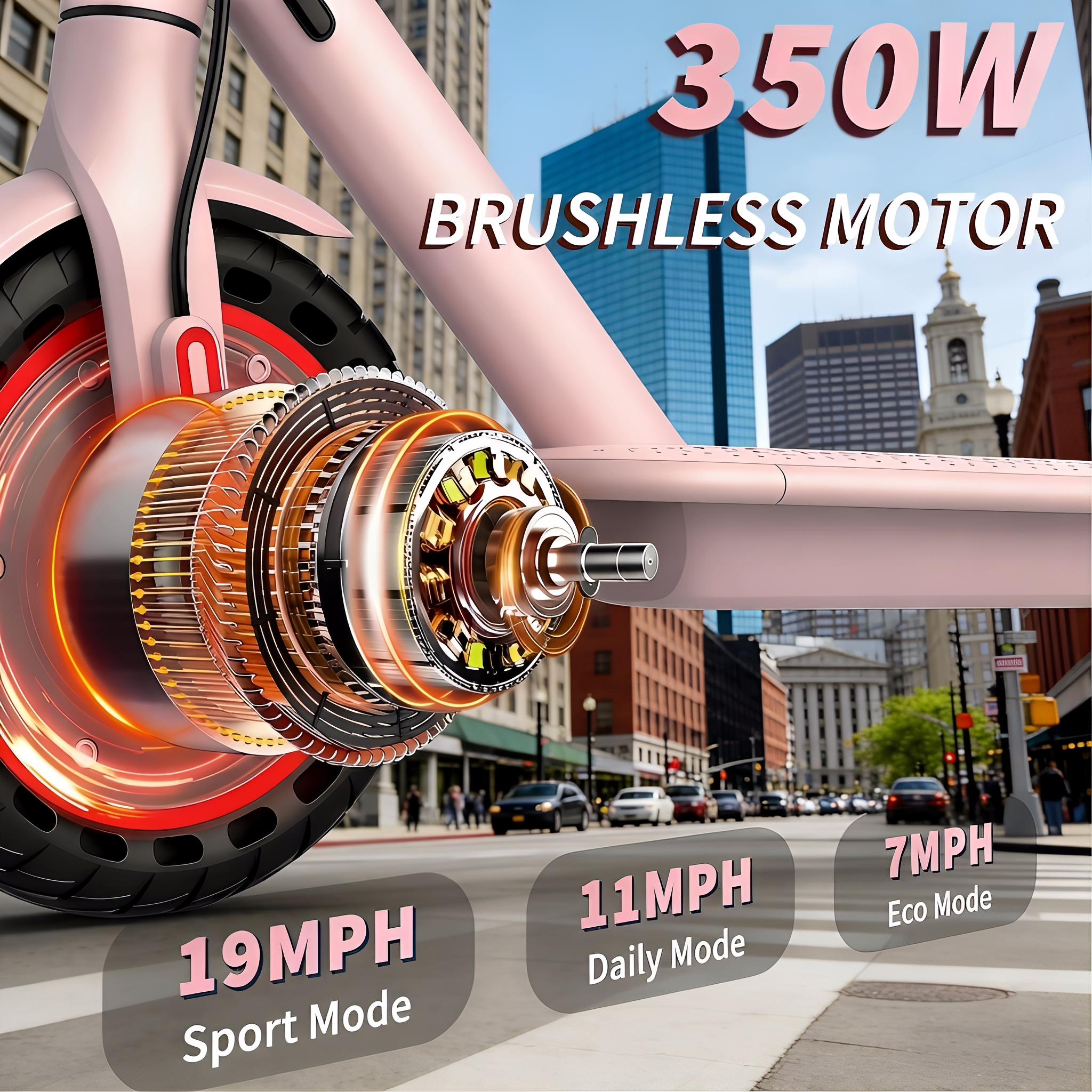 Electric Scooter,8.5" Tires,350W Motor,Up to 19MPH Max Speed,Portable Electric Scooter with Light, Suitable for Female Girls,Halloween Gifts