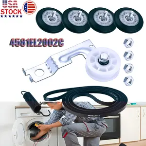 LG Dryer Drum Roller Kit 4581EL2002C Replacement Shaft & Wheels OEM Upgrade Quiet Operation 4-Pack Set with Grease Lubricated Bearings USA Stock Spareparts Household