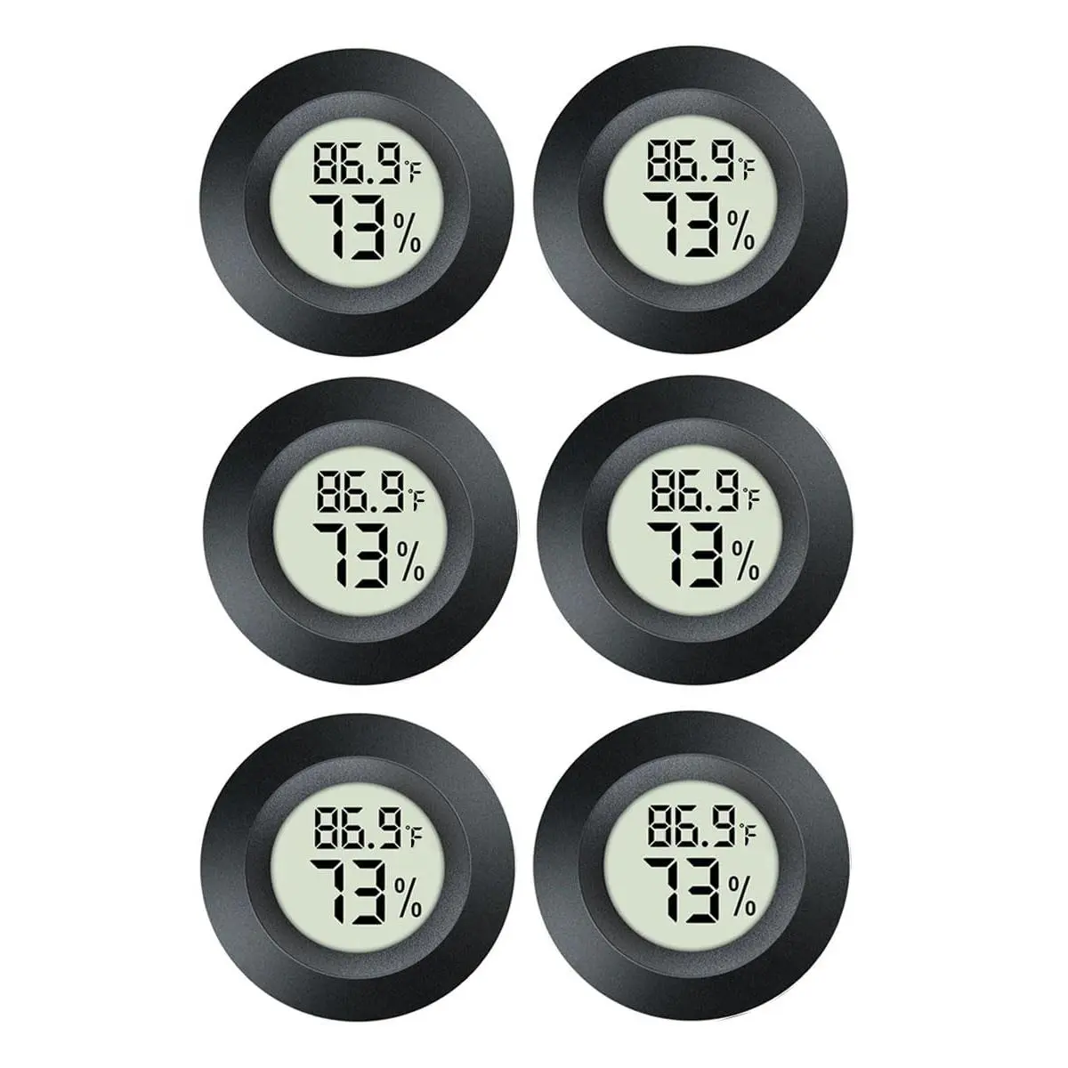 6 Pack Hygrometer Thermometer Digital Humidity Meter Indoor/Outdoor Humidity  Reptile Thermometer for Greenhouse Humidors Terrarium Jars ?/ ?(6)