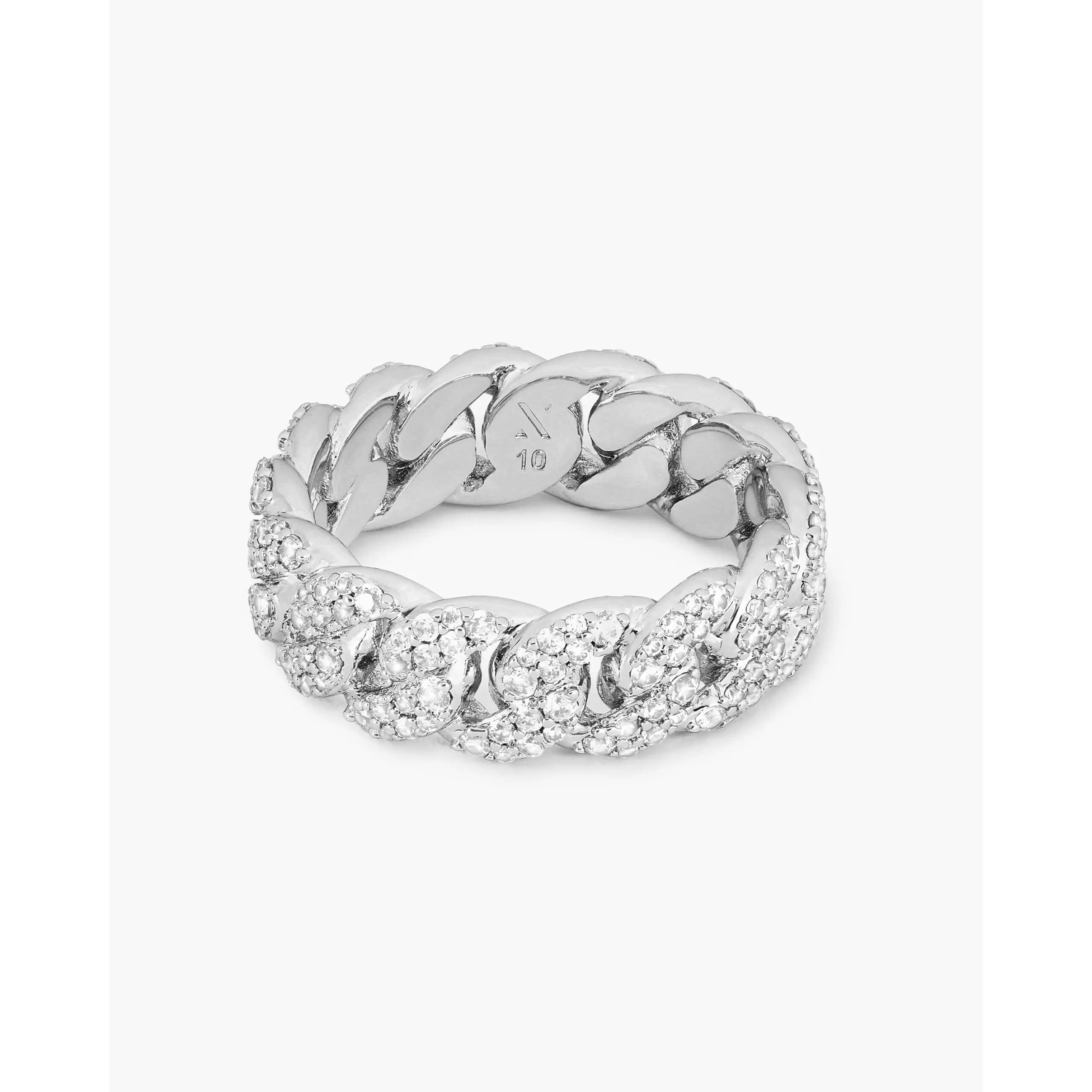 JAXXON - Iced Out Cuban Link Ring - Silver JAXXON - Iced Out Cuban Link Ring - Silver