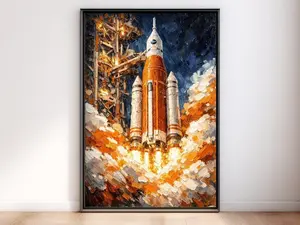 [Sale off up to 50%] [Free ship] [No Frame] Artemis 2 Rocket Launch Wall Art, NASA SLS Moon Mission Print, Space Science Decor