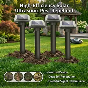 SAIJZEK 2026 Solar Animal Repellent - Ultrasonic Pest Deterrent for Garden & Yd, 5-Mode Motion Sensor, LED Flash, Alarm, IP55 Waterproof, Humane Cat & Dog Control, Rodent Repellent Pouch