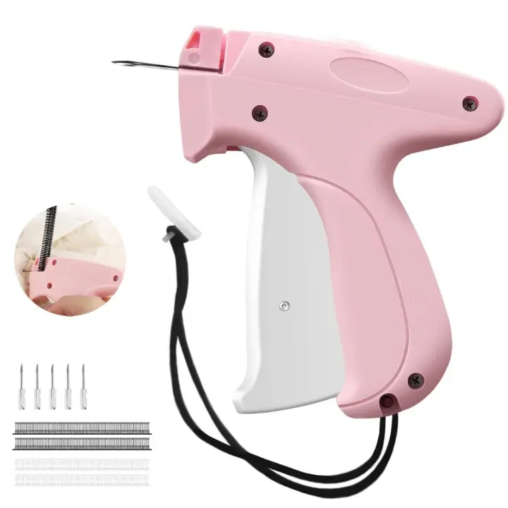 Fine Stitch Pocket-Sized Sewing Machine Kit, Stitch Gun for Clothes, Pants, Clothing Alteration Handheld Sewing Kit, Multifunctional Tagging Gun with 5 Fine Needles, 500 Black & White Micro Stitches, Quick-Fix Universal Fine-Stitch Device, Tag Gun