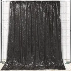Glitz Sequin on Taffeta Drape/Backdrop 8 ft x 104 Inches Black
