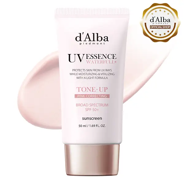 [OFFICIAL d'Alba] White Truffle Waterfull Tone Up Sunscreen Serum - SPF 50+ Hydrating Korean Facial Sun Cream (1.69 fl oz) Lightweight Moisturizer