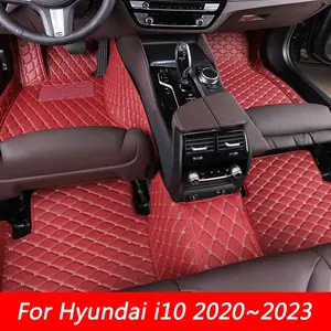 LHD PU leather car floor mats for Hyundai i10 2020~2023 removable dedicated leather floor mats carpet-style floor mat interior accessories set thickened easy-to-clean floor mats dirt-proof protective car interior accessories not for sale in the UK