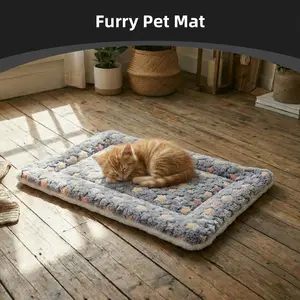 Pets Dog Bed Crate Pad Ultra Soft Pet Bed with Cute Star Print Washable Crate Mat for Large Medium Small Dogs Reversible Fleece Dog Crate Kennel Mat Cat Bed Liner Bed Built Kennel