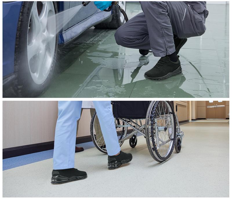 Non-Slip Work Shoes SRC Oil Resistant Breathable Mesh Comfort Chef Footwear Men's & Women's Versions Black Nurse Shoes Lightweight Girl Closed with Laces Anti Slip Waterproof TikTokShopBlackFriday