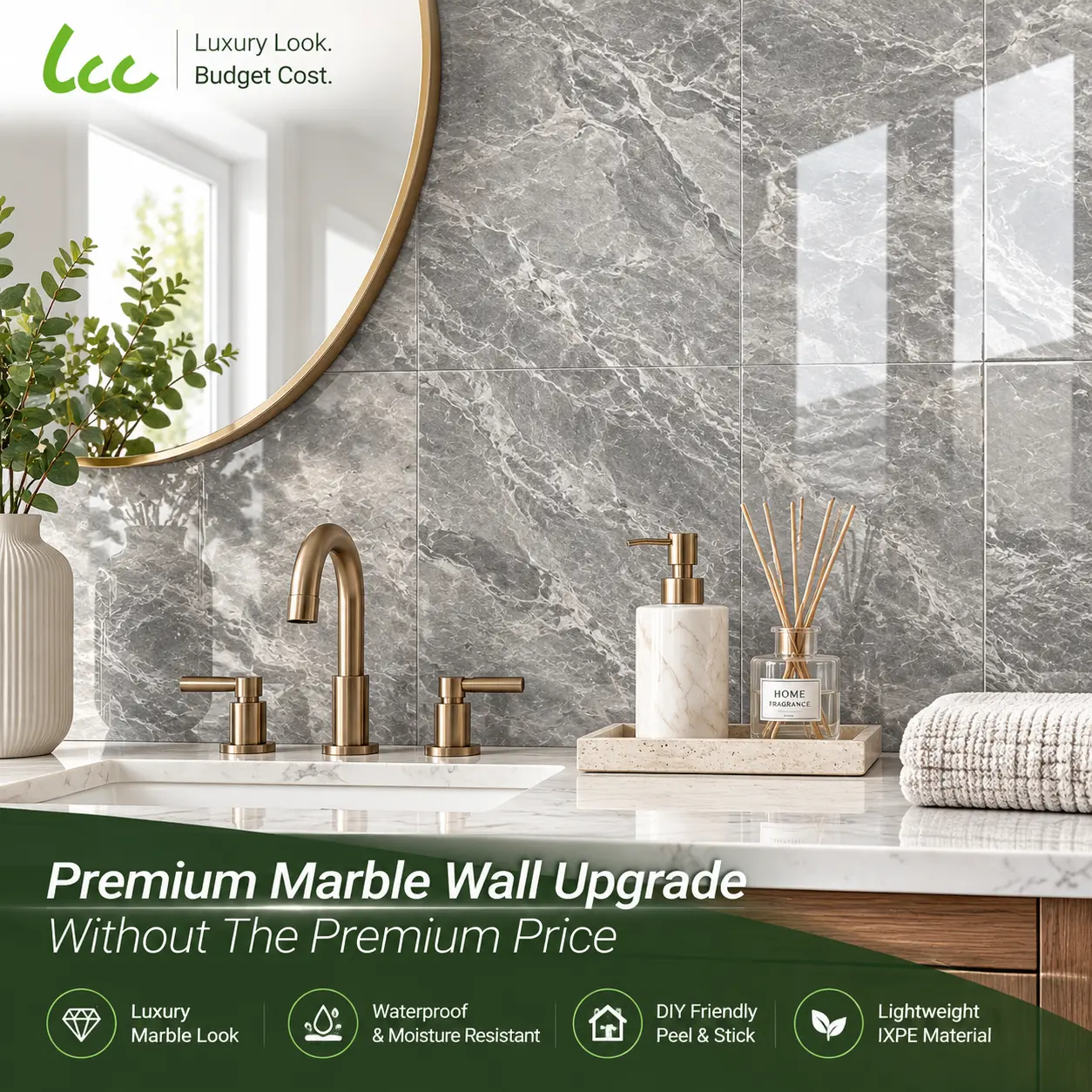LCC IXPE Decorative DIY Wall Panels - Lightweight Marble Look Peel and Stick Backsplash Tiles (Not Real Marble), Accent Wall for Living Room Decor, 10/20/30/40pc Kitchen Bathroom Use, Decorative Wall Panels, Accent Wall Peel And Stick