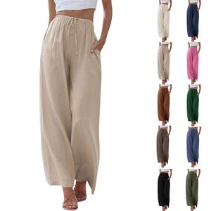 Yeokou Women's  Cotton Linen 2026 Summer Palazzo Pants Flowy Wide Leg Beach Trousers with Pockets Casual Wideleg,summerwins,summeroutfits,vacationoutfits,beachoutfits