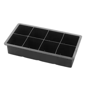 Large ice cube mold, food grade silicone ice grid with cover, black skull bar ice hockey mold